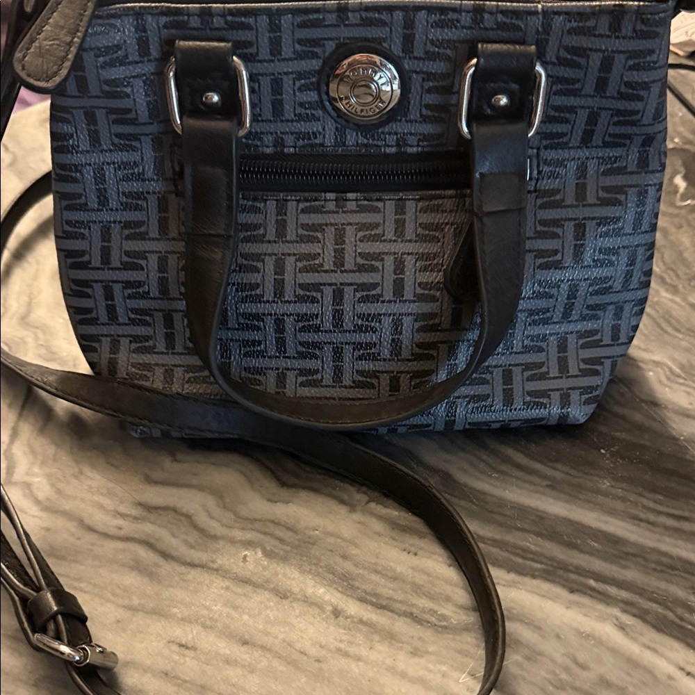 Tommy Hilfiger Black and Gray Shoulder Bag